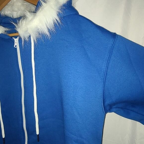 Long Sleeve Full Zipper Blue Sweater - Picture 3 of 6